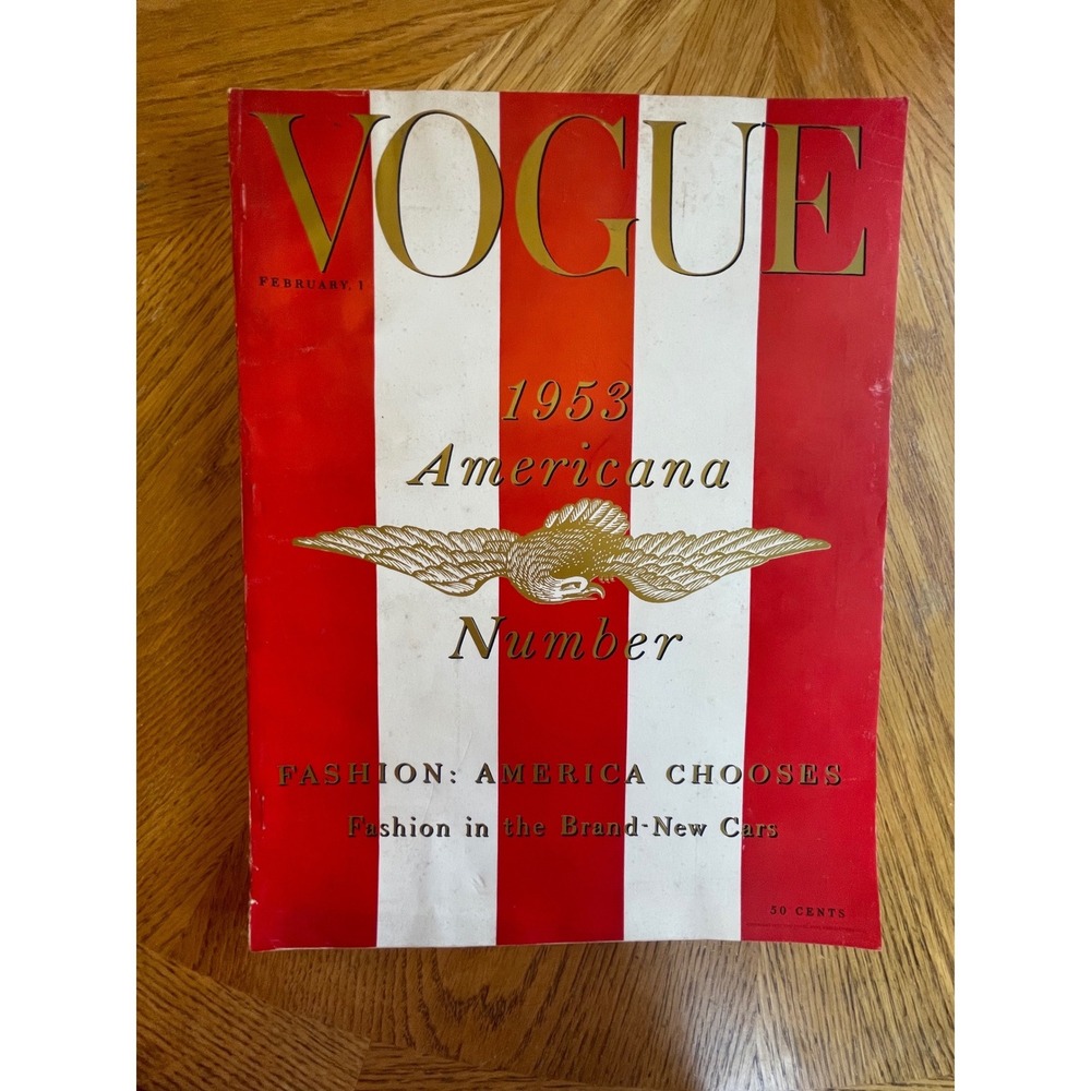 Vogue Magazine February 1 1953 Americana Number Vintage Fashion Red White Blue